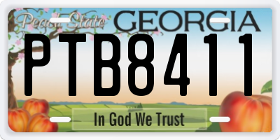 GA license plate PTB8411