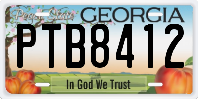 GA license plate PTB8412