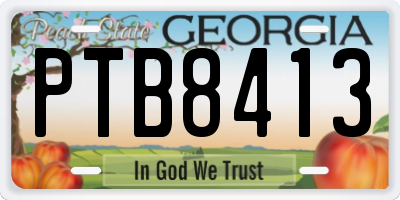 GA license plate PTB8413