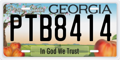 GA license plate PTB8414