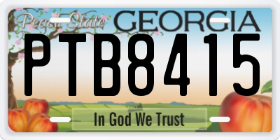 GA license plate PTB8415