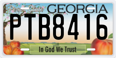 GA license plate PTB8416