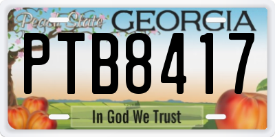 GA license plate PTB8417