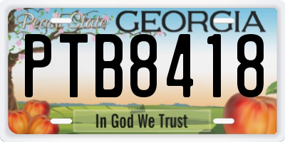 GA license plate PTB8418