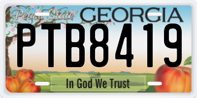 GA license plate PTB8419