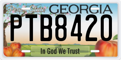 GA license plate PTB8420