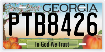 GA license plate PTB8426