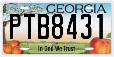 GA license plate PTB8431