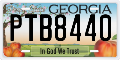 GA license plate PTB8440