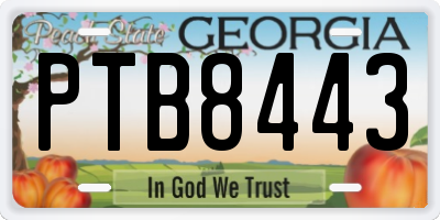 GA license plate PTB8443