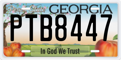 GA license plate PTB8447