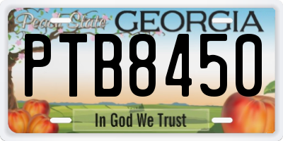 GA license plate PTB8450