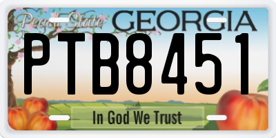 GA license plate PTB8451