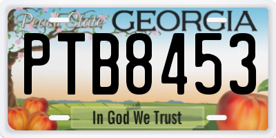 GA license plate PTB8453