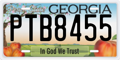 GA license plate PTB8455