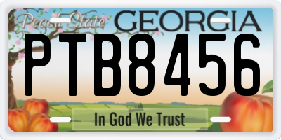 GA license plate PTB8456