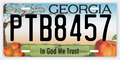 GA license plate PTB8457