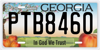 GA license plate PTB8460