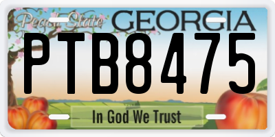 GA license plate PTB8475