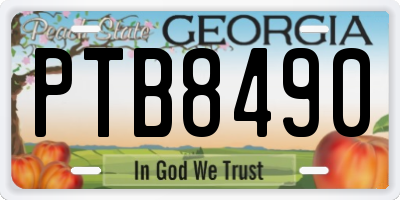 GA license plate PTB8490