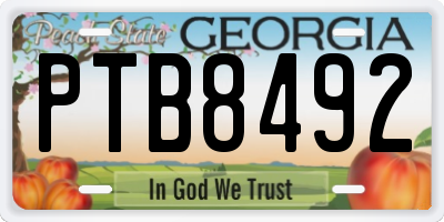 GA license plate PTB8492