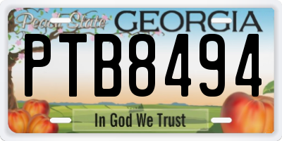 GA license plate PTB8494