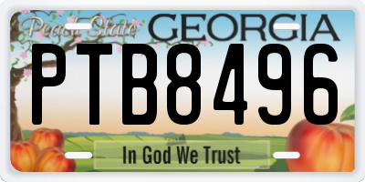 GA license plate PTB8496
