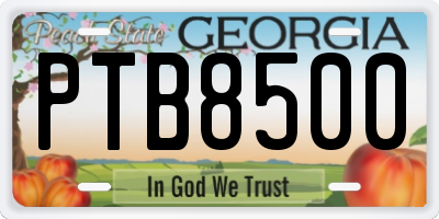 GA license plate PTB8500