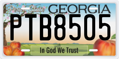 GA license plate PTB8505