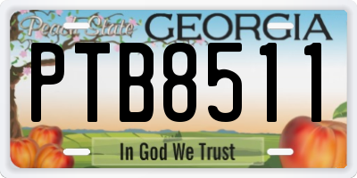 GA license plate PTB8511
