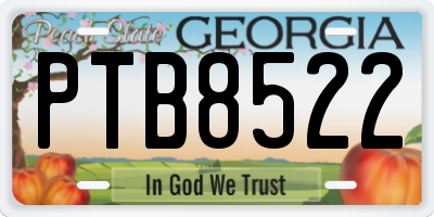 GA license plate PTB8522