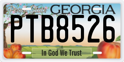 GA license plate PTB8526