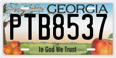 GA license plate PTB8537