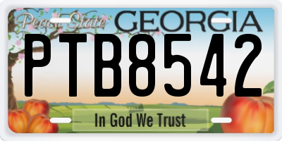 GA license plate PTB8542