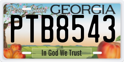 GA license plate PTB8543