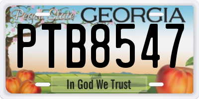 GA license plate PTB8547
