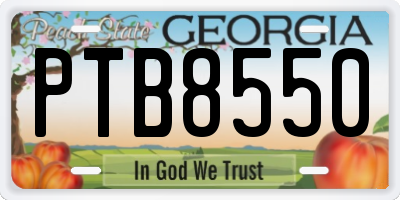 GA license plate PTB8550