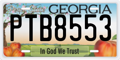 GA license plate PTB8553