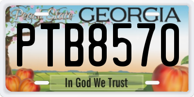 GA license plate PTB8570