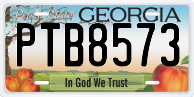 GA license plate PTB8573