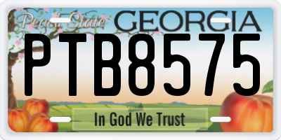 GA license plate PTB8575