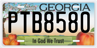 GA license plate PTB8580