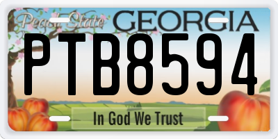 GA license plate PTB8594