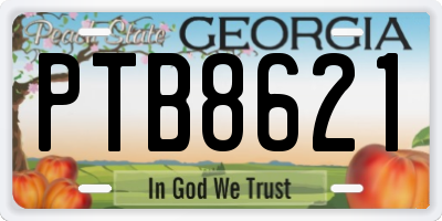 GA license plate PTB8621