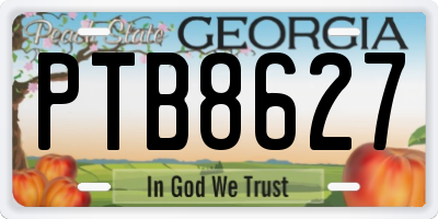 GA license plate PTB8627