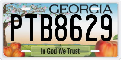 GA license plate PTB8629