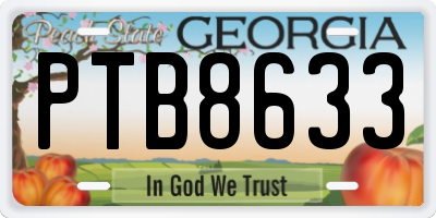 GA license plate PTB8633