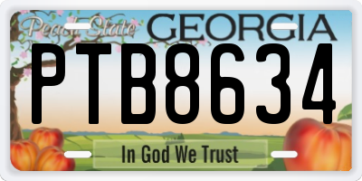 GA license plate PTB8634