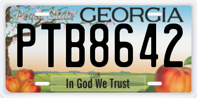 GA license plate PTB8642