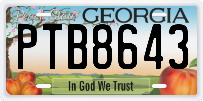 GA license plate PTB8643